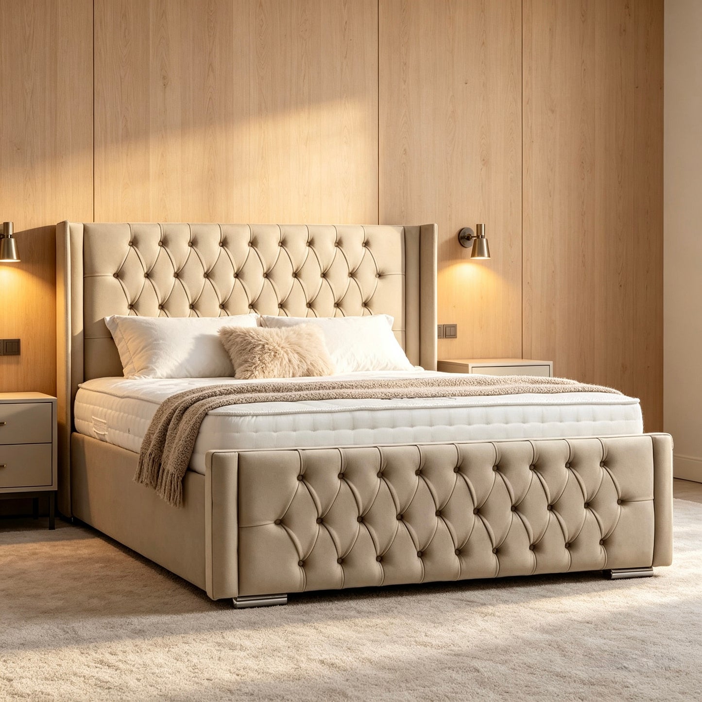 Barbados Luxury Button Tuft Upholstered Bed