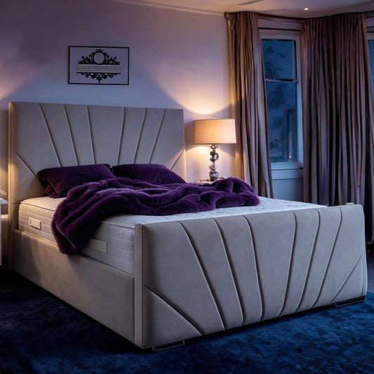 Sunrise upholstered bed with Gaslift Ottoman Storage
