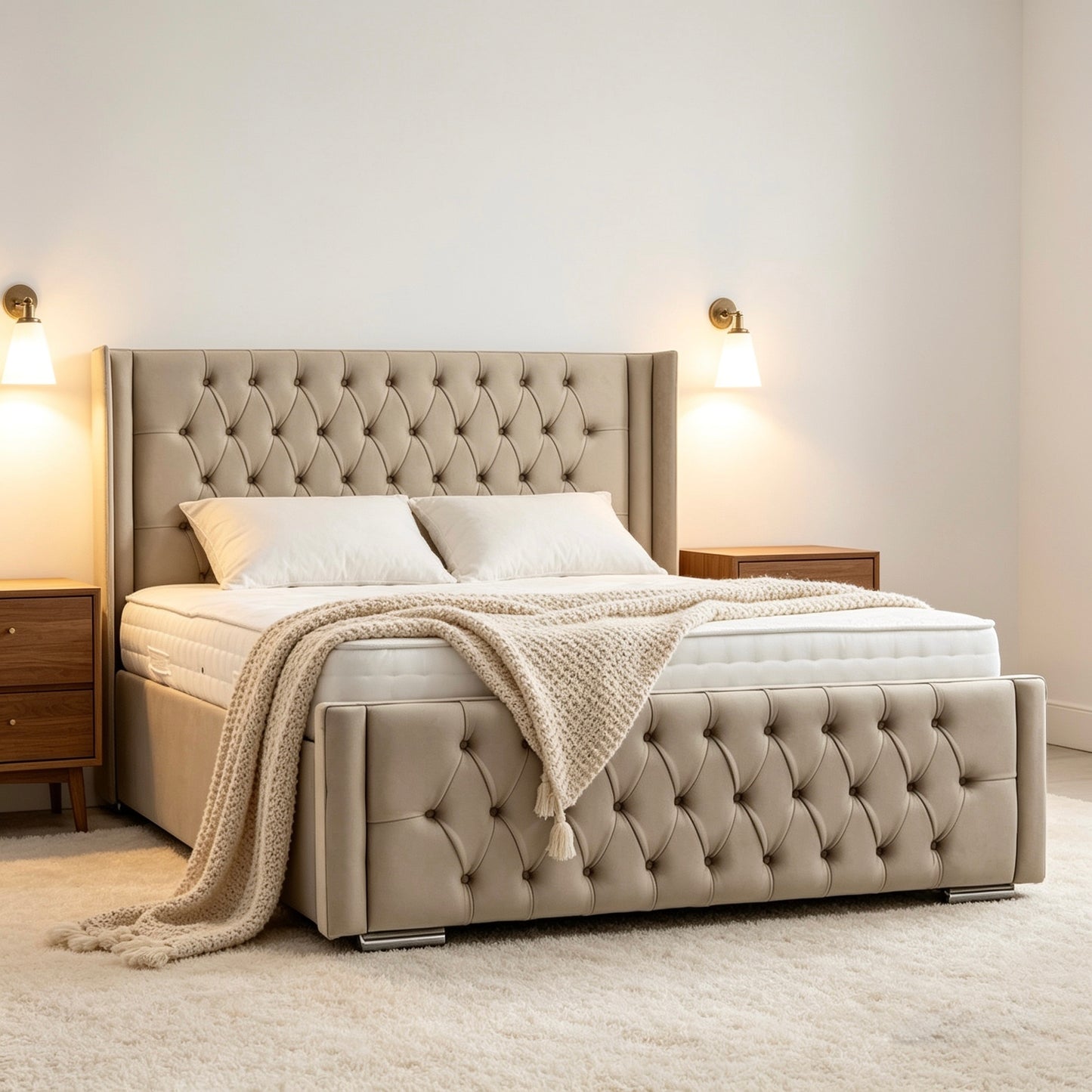 Barbados Luxury Button Tuft Upholstered Bed
