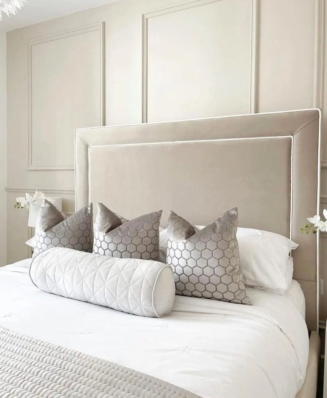 Abra Bed with White Piping