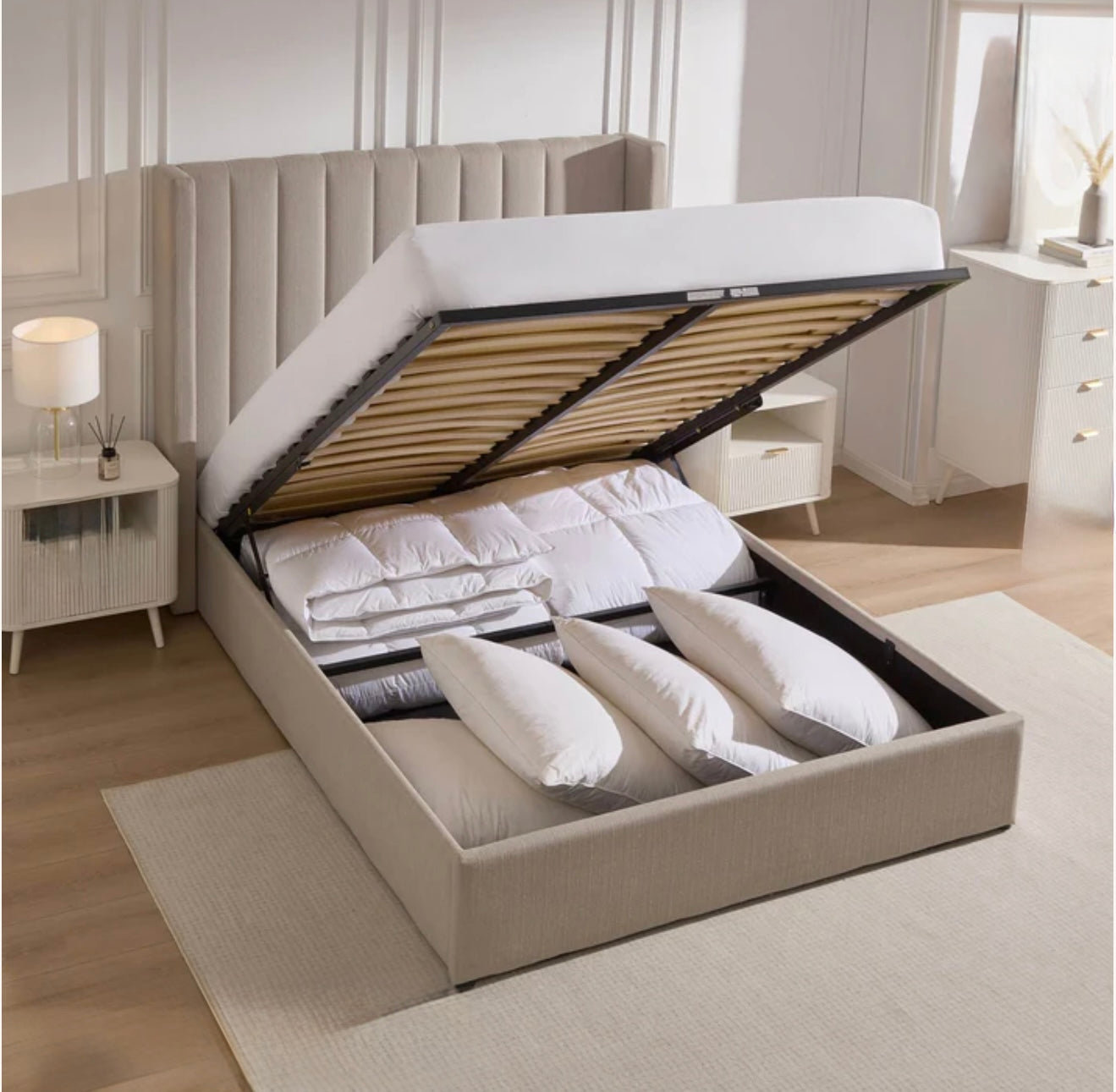Anna Bed with Gaslift Ottoman Storage