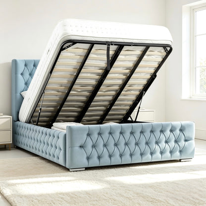 Diamond upholstered ottoman storage bed