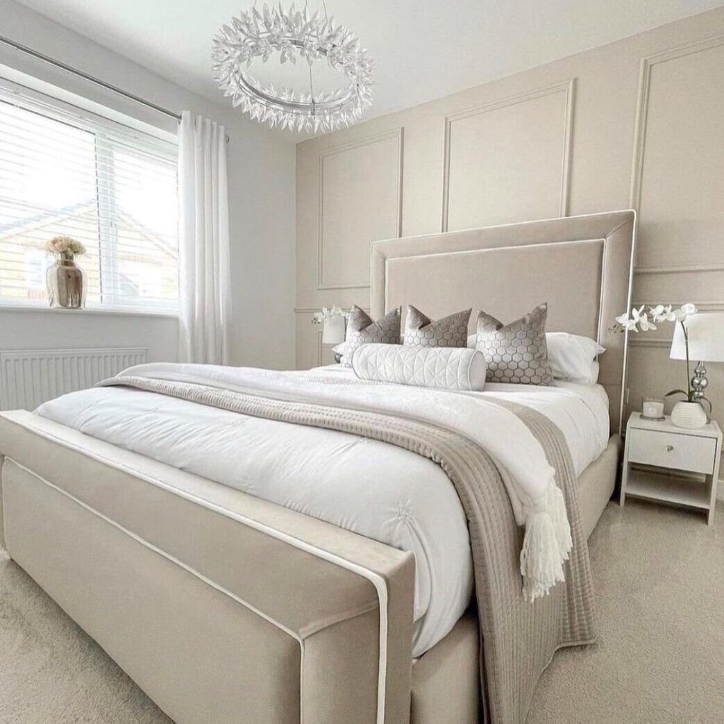 Abra Bed with White Piping