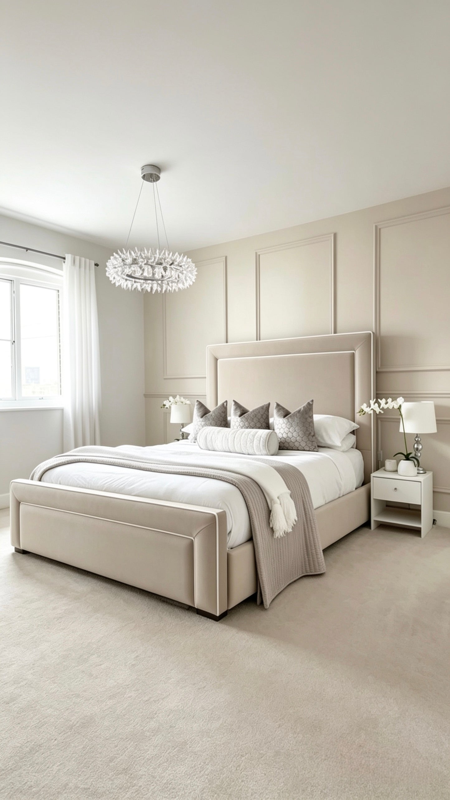 Abra Bed with White Piping