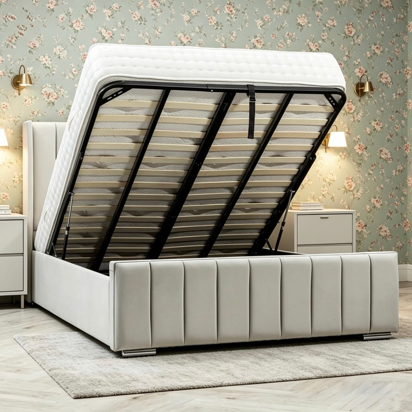 Chloe upholstered ottoman storage bed