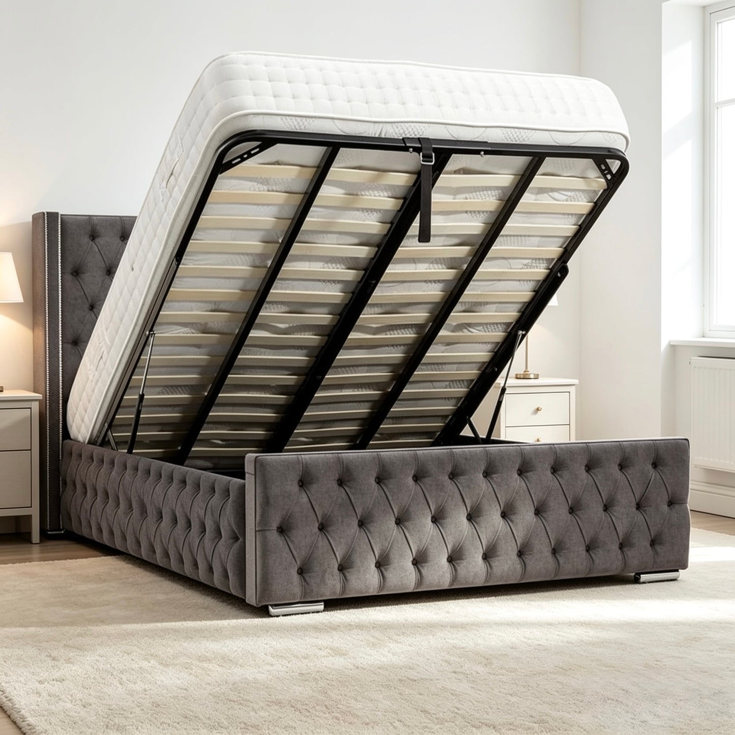 Lancaster upholstered ottoman storage bed