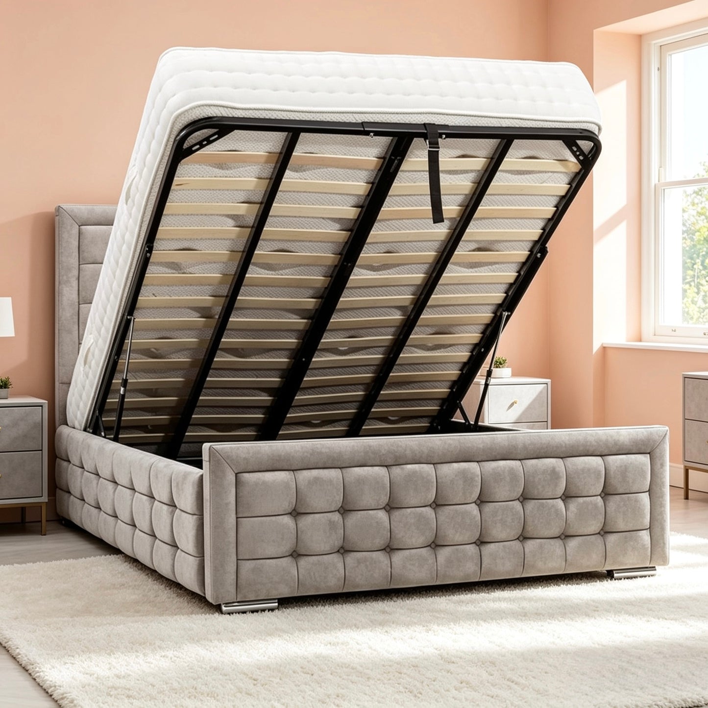 Roxy upholstered ottoman storage bed