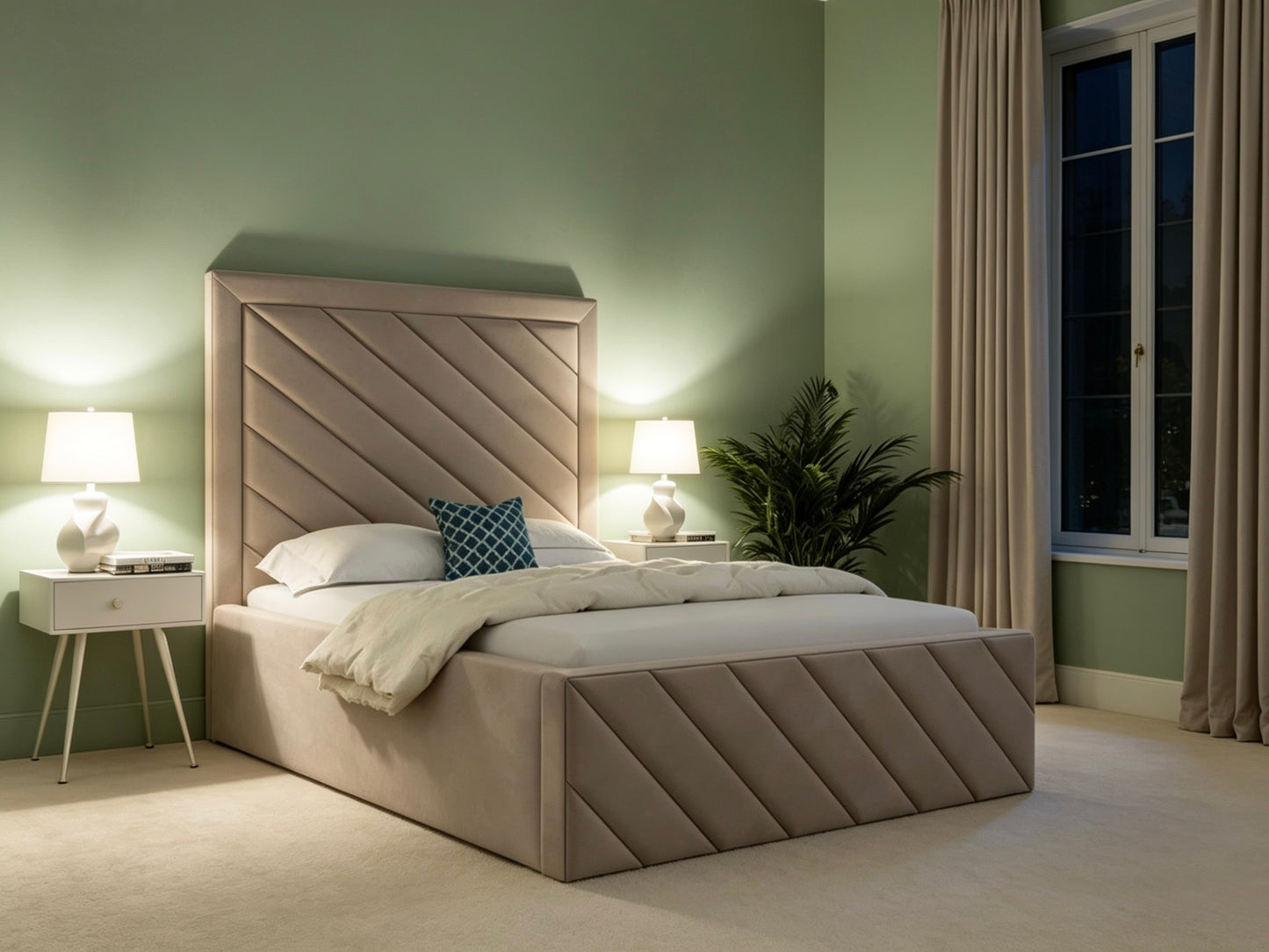Ohio upholstered bed with Ottoman Gaslift Storage