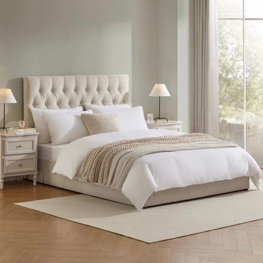 Hampton Upholstered Bed with Gaslift Ottoman Storage