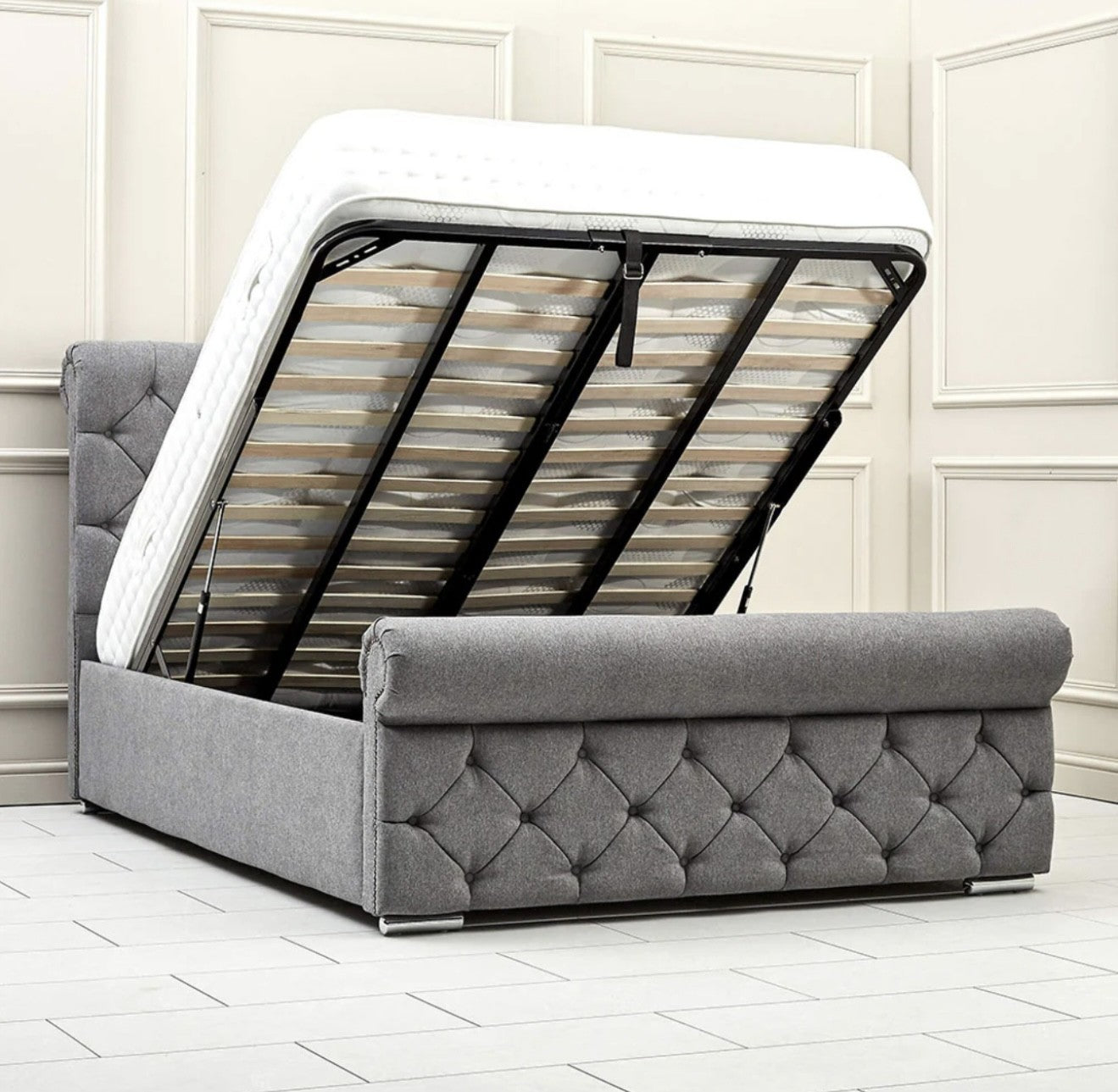 Chesterfield Upholstered Ottoman Storage Bed